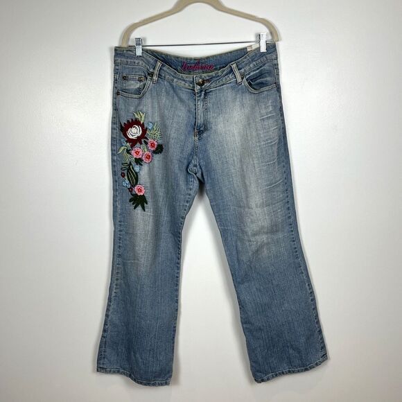 LOCHINA REVIVER RARE DENIM TURBO BLUE Women's Embroidered Floral Denim Jeans W36 - Picture 1 of 16